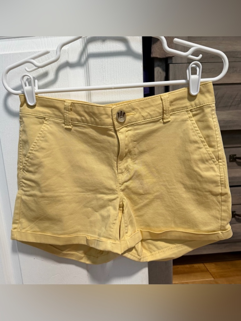 Women's Yellow Low Rise Midi Shorts